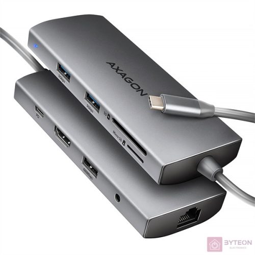 AXAGON HMC-8HLSA USB-C 3.2 Gen 1 3x USB-A + 4K/30Hz HDMI + SD/microSD GLAN Audio PD 100W hub