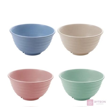 TOO KT-106 5db-os vegyes színekben búzaszalma műanyag tál szett, 17×9 cm