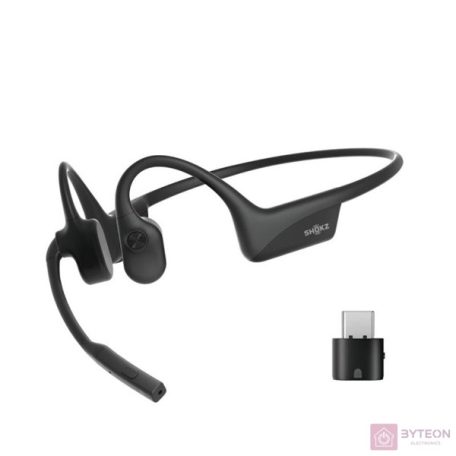 Shokz OpenComm2 csontvezetéses Bluetooth fekete Open-Ear headset + USB-C adapter