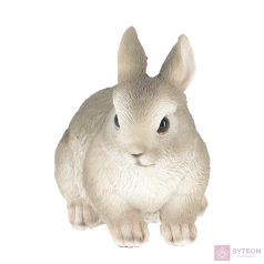   Törpenyúl polyresin szobor, szürke, kültéri és beltéri dekorációs kiegészítő