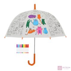 Kifesthető cicás gyerek esernyő, filctollakkal