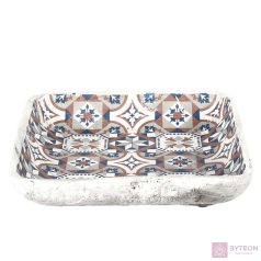 Mediterrán stílusú kerámia madáretető és -itató, portugál mozaik mintával, kültéri dekorációs kiegészítő   Mediterrán stílusú kerámia madáretető és -itató, portugál mozaik mintával, kültéri dekorációs kiegészítő