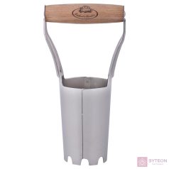   Rozsdamentes acél virághagyma ültető, kőrisfa fogóval, 21 cm