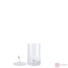   Henger alakú üveg váza, vízbe merülő virágoknak, 20 cm