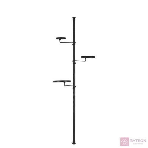 Teleszkópos virágtartó állvány 3 tálcával, fekete, 180 cm
