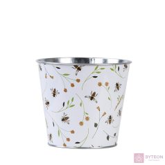 Méhecske mintás fém virágkaspó, 16 cm átmérőjű