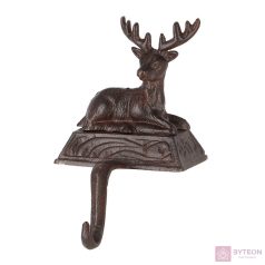   Öntöttvas karácsonyi zoknitartó, szarvas díszítéssel, 21 cm