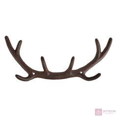 Öntöttvas szarvasagancs akasztó, 8 fogassal, 29 cm