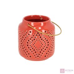 Kerámia lámpás, rozsdavörös, 11 cm