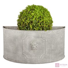   Rusztikus fém, oroszlán mintás virágtartó, félkör alakú, 49 cm