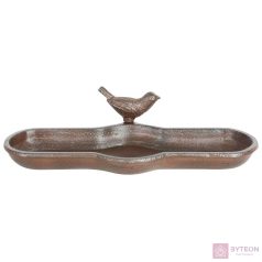 Öntöttvas madáritató és -etető tál, kismadár dekorációval, 29,5 cm   Öntöttvas madáritató és -etető tál, kismadár dekorációval, 29,5 cm