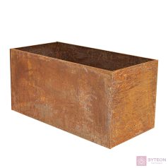 Rozsdásított felületű fém virágláda, 70 x 38 x 38 cm