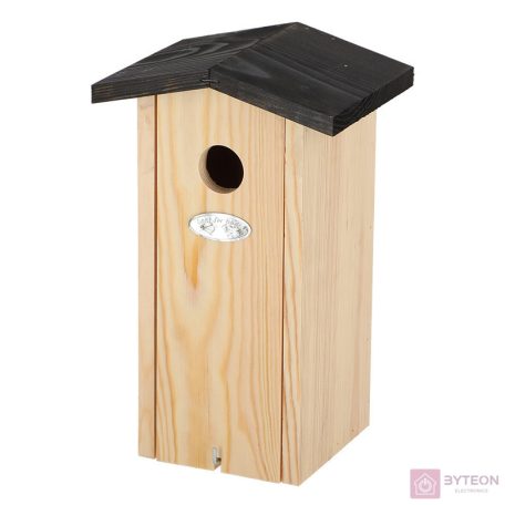 Fa madárház cinegéknek, fekete tetővel, 28 cm