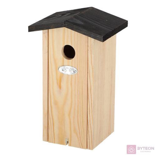 Fa madárház cinegéknek, fekete tetővel, 28 cm