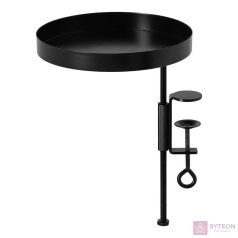   Felszerelhető lebegő dekoratív fém tálca, fekete, 18 cm átmérőjű