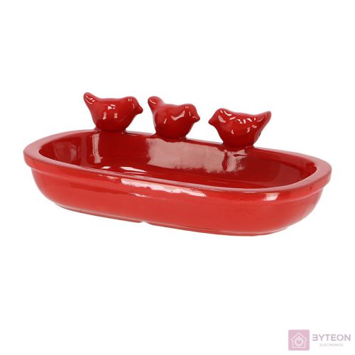 Kerámia madáritató és etető tál, 29 cm, piros