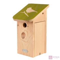 Fa madárház cinegéknek, kismadár sziluettel, 28 cm