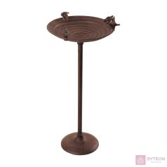 Öntöttvas madáretető és itató állvány kismadarakkal, 56 cm   Öntöttvas madáretető és itató állvány kismadarakkal, 56 cm