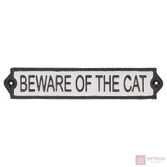 Öntöttvas 'Beware of the cat' tábla, 25 cm