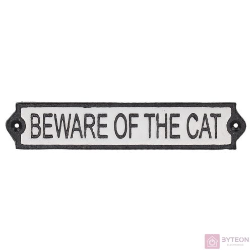 Öntöttvas 'Beware of the cat' tábla, 25 cm