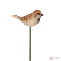   Leszúrható kismadár polyresin szobor, mezei veréb, kültéri és beltéri dekorációs kiegészítő