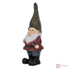   Álló kerti törpe polyresin szobor, S, zöld sapkás, kültéri és beltéri dekorációs kiegészítő