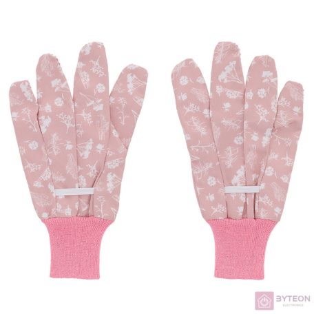 Mezei virág mintás kerti kesztyű, pink