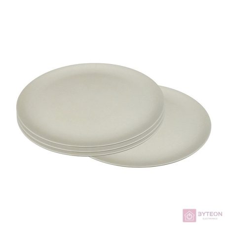 Bioplasztik 4 db-os lapos tányér szett, fehér, 25,5 cm