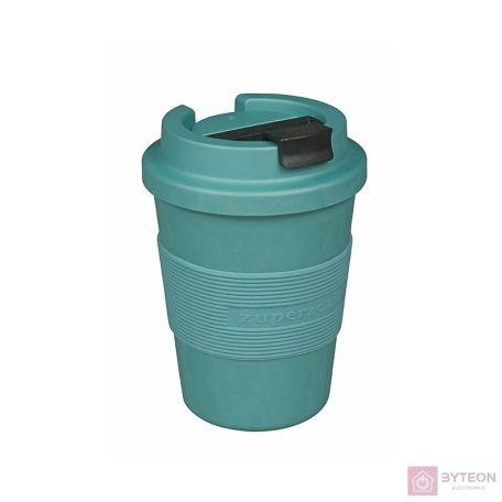 Bioplasztik hordozható kávéspohár, türkizkék, 350 ml