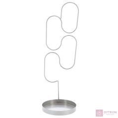   Fémből készült növénytámasz virágcserép tartó tálcával, ovális, ezüst színben