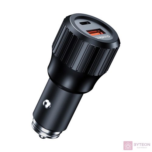 Choetech 63W Dual USB-C 45w + USB-A 18w gyors autós töltő (fekete)