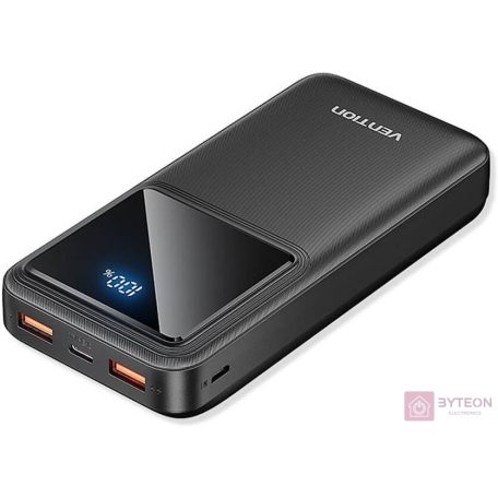 Powerbank, Vention, FHLB0, 20000mAh, Micro-USB, USB-C, 2xUSB-A, 22.5W (black)