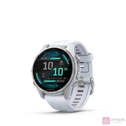 fenix 8, Silver w/White Silicone Band, 43 mm