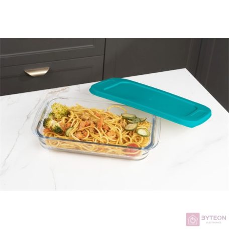 TOO KT-101 üveg 1600 ml-es hőálló négyzetes ételtároló műanyag tetővel