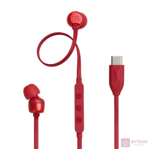 JBL T 310 C RED vezetékes USB C mikrofonos piros fülhallgató