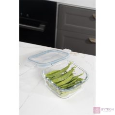   TOO KT-85 üveg 320 ml-es hőálló négyzet alakú ételtároló csatolható műanyag tetővel