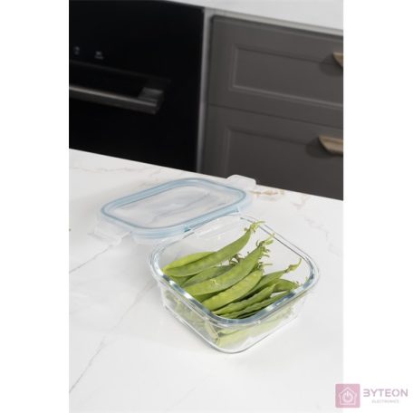 TOO KT-85 üveg 320 ml-es hőálló négyzet alakú ételtároló csatolható műanyag tetővel