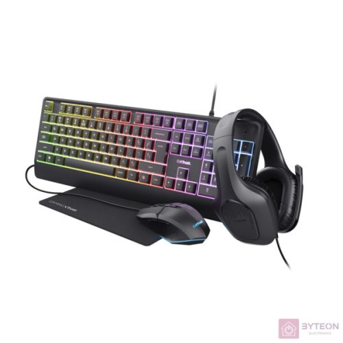 Trust 25257 GXT792 Quadrox 4in1 gamer csomag - billentyűzet,egér,egérpad és headset