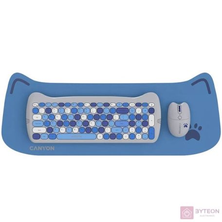 Canyon HSET-W6 HU Kitty Edition kék vezeték nélküli billentyűzet és egér