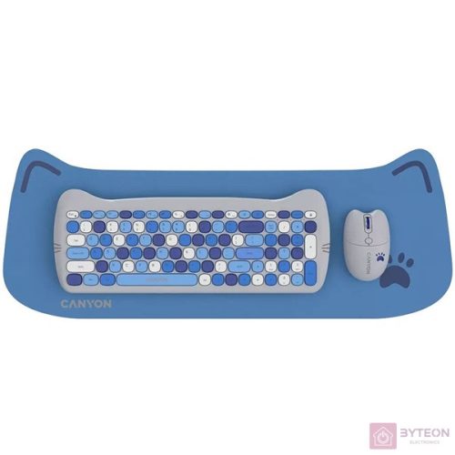 Canyon HSET-W6 HU Kitty Edition kék vezeték nélküli billentyűzet és egér