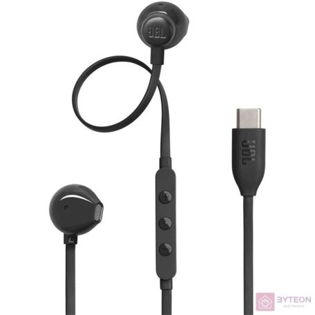 JBL T 305 C BLK vezetékes USB C mikrofonos fekete fülhallgató