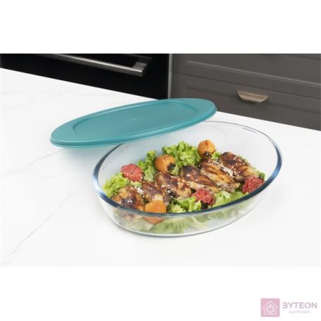 TOO KT-98 üveg 1600 ml-es hőálló ovális ételtároló műanyag tetővel