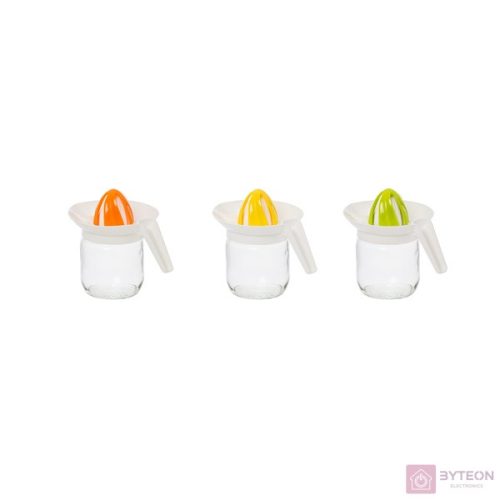 IRIS üveg citrom facsaró tartállyal 425ml, narancs vagy citromsárga színű 131422-000