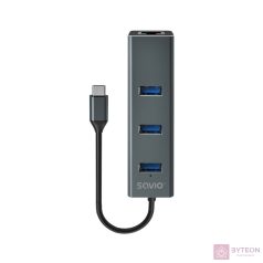   USB-C--UTP 10/100/1000 átalakító (USB 3.0) +hub Savio AK-57