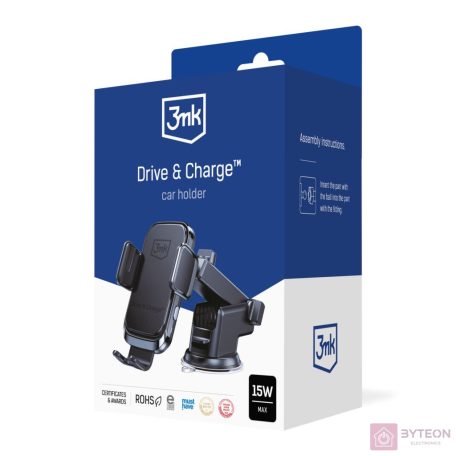 Autós töltő indukciós 3mk Drive  Charge +tartó
