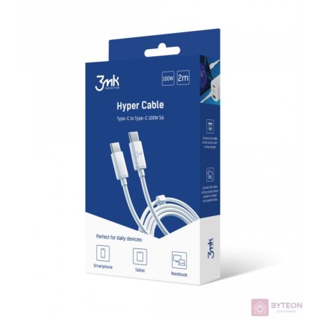 USB 2.0 C-C kábel 2m 3mk Hyper 100W CC2-100-L-02W