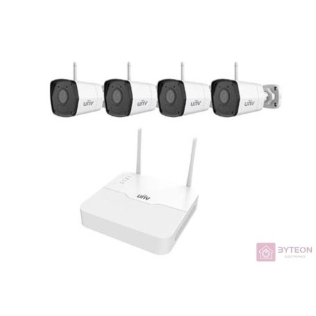 Uniview gyári 2MP-es 4 kamerás WiFi-s csomag (1db NVR és 4db WiFi-s csőkamera 2,8mm fix objektívvel, mikrofonnal)