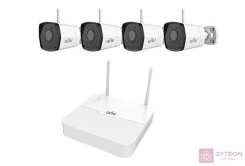 Uniview gyári 2MP-es 4 kamerás WiFi-s csomag (1db NVR és 4db WiFi-s csőkamera 2,8mm fix objektívvel, mikrofonnal)