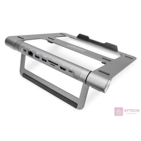 Digitus DA-90440 Variable Notebook Stand with 7-Port Pop-Out USB-C Docking Station Grey