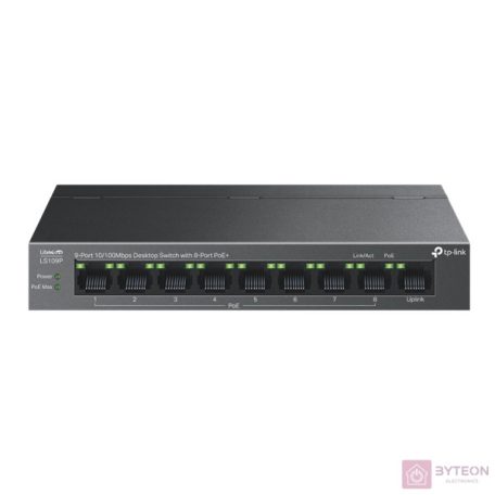 TP-Link LS109P 9-Port 10/100Mbps Desktop Switch with 8-Port PoE+